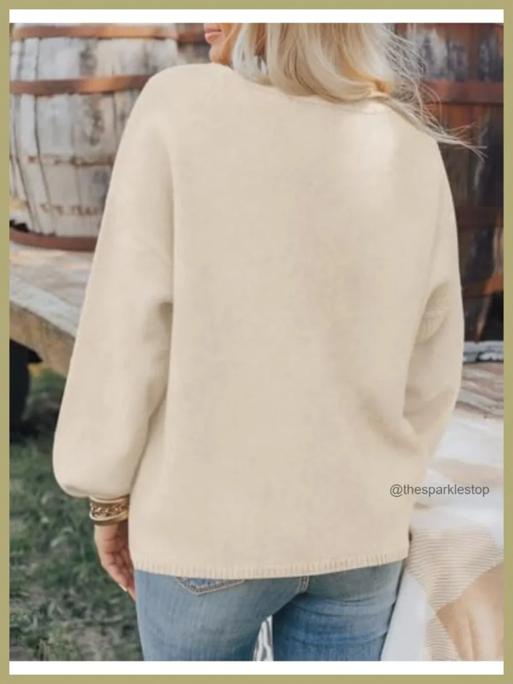 Oversized Long Lantern Sleeve Chunky Knit Cardigan | Drop Shoulder Button Down